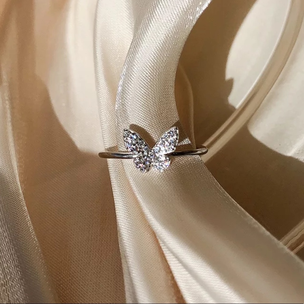 NEW 925 STERLING SILVER BUTTERFLY ADJUSTABLE RING - Picture 3 of 7